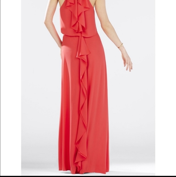 BCBGMAXAZRIA JANISA HALTER NECK RUFFLE DRESS - Picture 2 of 16